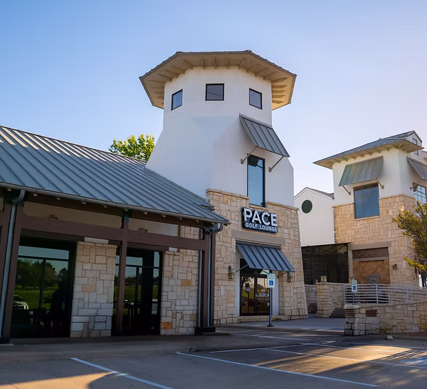 Pace Golf Lounge storefront exterior, Shoppes of Trophy Club